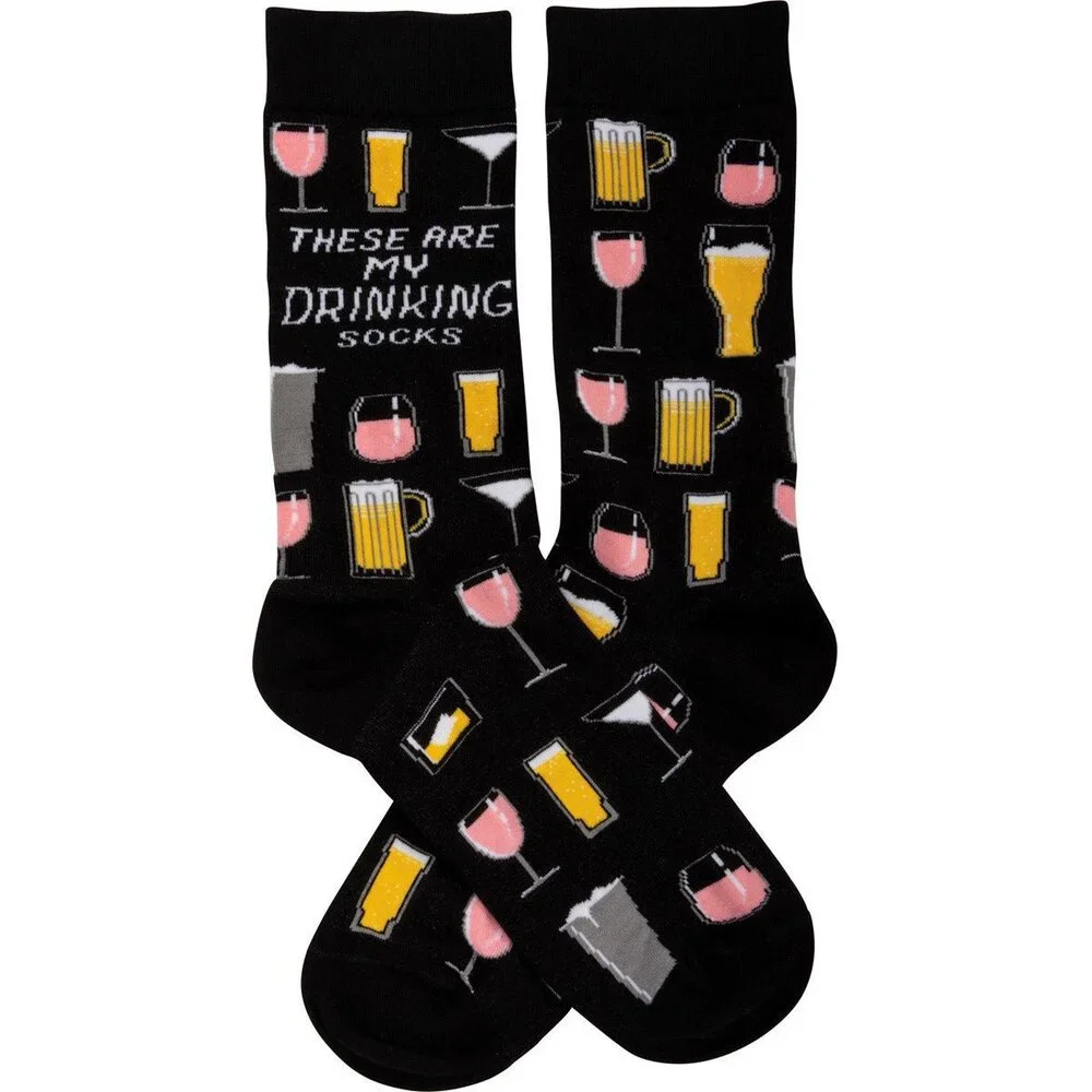 These Are My Drinking Socks | Unisex Beer and Cocktails Socks in Black